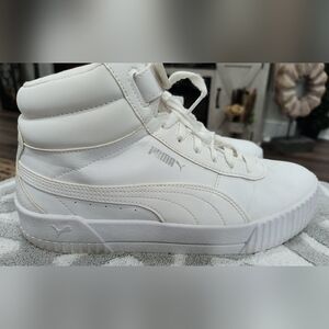 Puma White Sneakers with High-Top Design and Thick Sole